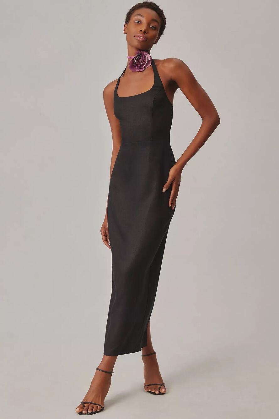 Reformation Yana Linen Dress in Black, Size 12 – NWT